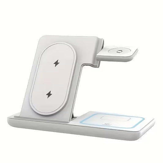 Estación de Carga Inalámbrica Plegable 3 en 1 para iPhone, Apple Watch y AirPods Blanco