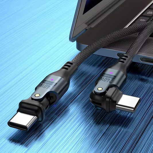 Cable USB-C a USB-C 240W Giratorio 180° con LED