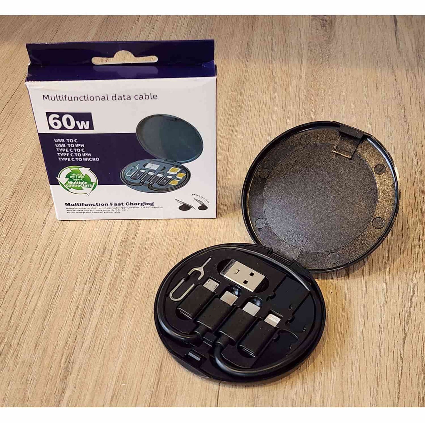 Adaptador Universal 6 en 1 USB-C/USB-A/Lightning 60W Negro