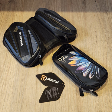 Bolsa Delantera Impermeable para Bicicleta con Compartimientos Negra