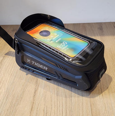 Bolsa para Marco de Bicicleta MTB y Ruta con Correa Ajustable Negra