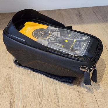 Bolsa Delantera de Manillar para Bicicleta con Carcasa EVA Negra