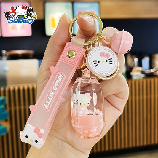 Llavero Hello Kitty Sanrio Rosa con Diamante de Arena y Borla