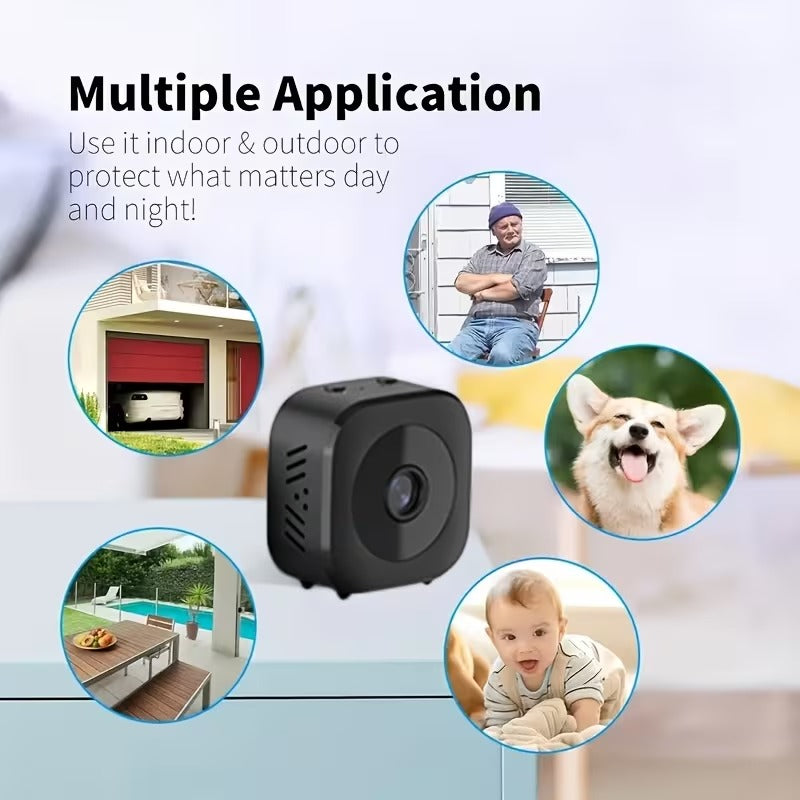 Cámara de Seguridad WiFi 480P con Visión Nocturna y Detección de Movimiento Negra