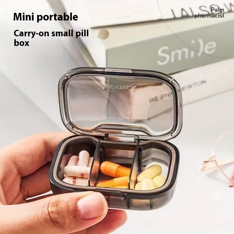 Pastillero Organizador de Pastillas Portátil Mini Negro