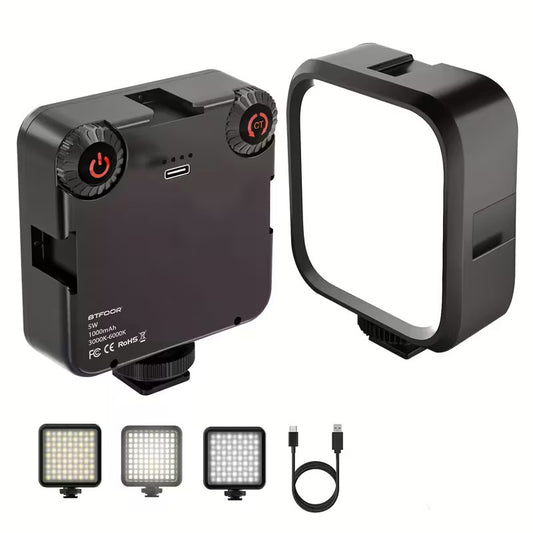 Luz de Video - Zapata fría – Recargable y Portátil – Iluminación Profesional – Fotografía – Softbox - Bicolor, tonalidad fría y cálida - 3 Niveles de luz ajustables - 3000K a 6500K para Cámara DSLR, GoPro, Celular - Vlogging, Streaming y más