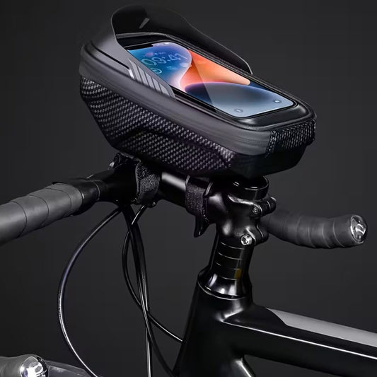 Bolsa Delantera de Manillar para Bicicleta con Carcasa EVA Negra