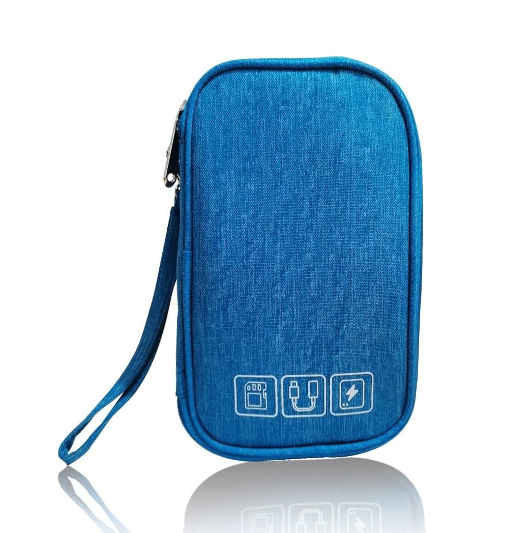 Estuche Organizador para Dispositivos Móviles y Accesorios de Tecnología - Múltiples Compartimientos - Compacto e Impermeable - Accesorios para Viaje - Azul