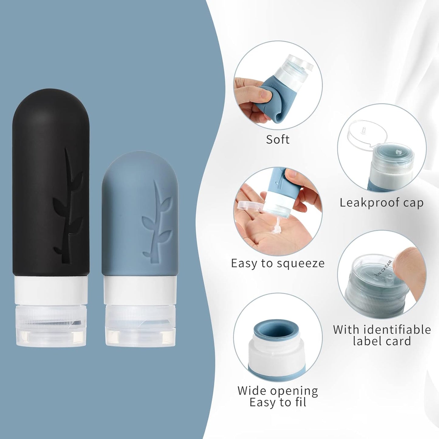 Set de 18 Botellas y Atomizadores de Viaje – Rellenables y Antifugas