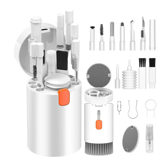 Kit de limpieza electrónico 20 en 1 - Cepillos y herramientas para limpieza de Teclado, Auriculares, Pantallas y Más - Varios tipos de dispositivos móviles