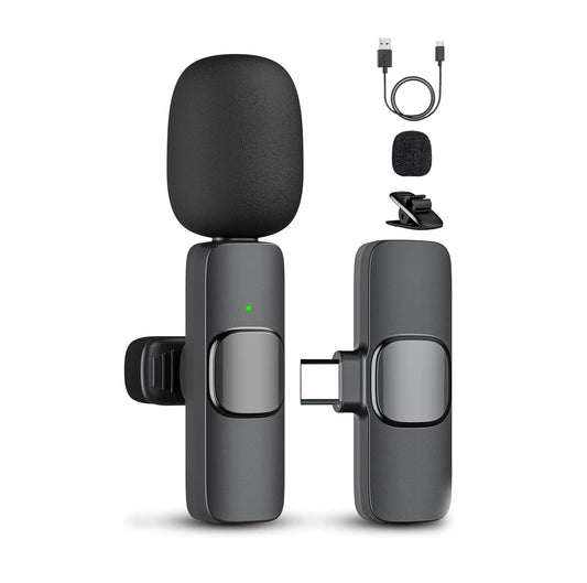 Micrófono Lavalier Inalámbrico - Cairod - Excelente calidad de audio - Android y USB-C - Ideal para Entrevistas y Videos - Pack x1