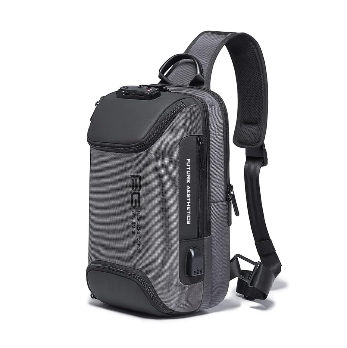 Mochila bandolera impermeable con puerto USB para hombre y mujer