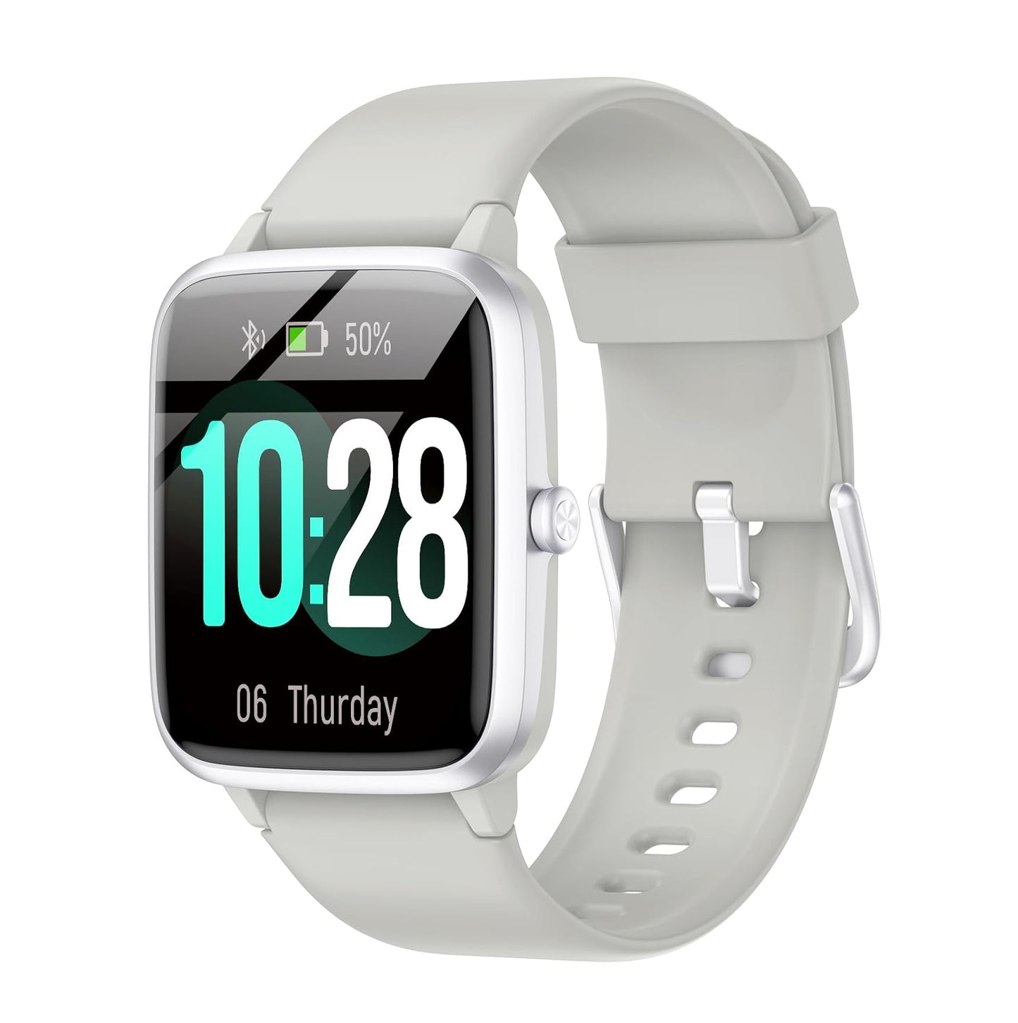SmartWatch Fitness 1.65" - Pautios - Conectividad Bluetooth 4.2, Monitoreo Completo de Salud y Fitness - Plata