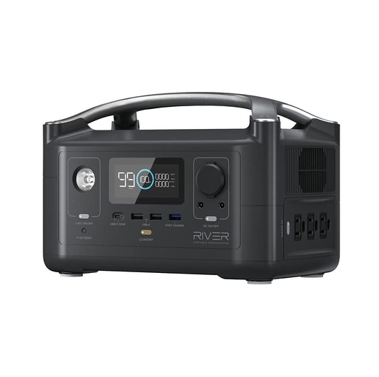Estación de Energía Portátil - EF ECOFLOW RIVER - 288 Wh - 600 W con X-NBoost hasta 1200W - Carga Rápida y Silenciosa - Generador Solar