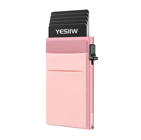 Billetera Inteligente de Aluminio, Anticlonación RFID, Elegante, Compacta, Ligera y Discreta -10 tarjetas - Rosa
