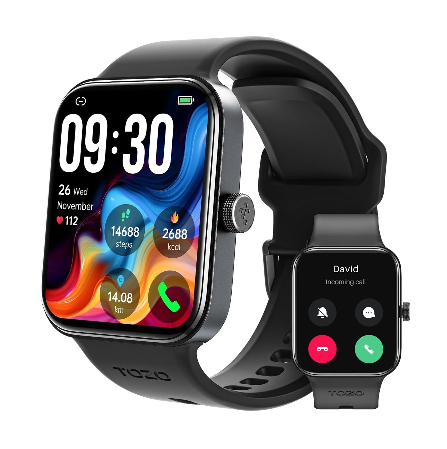 SmartWatch AMOLED de 1.78 pulgadas, monitor de actividad, llamadas, Resistente al agua, batería de larga duración - Negro