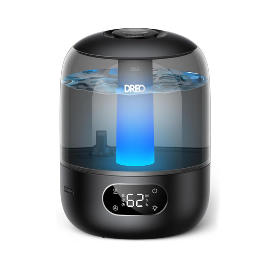 Humidificador Ultrasónico Inteligente - 3 Litros – Niebla Fría - Pantalla Led – Hogar, Oficina y más – Habitaciones grandes - Silencioso - Aromaterapia, Difusor de aceites esenciales - Boquilla 360° - Sensor de humedad - Negro