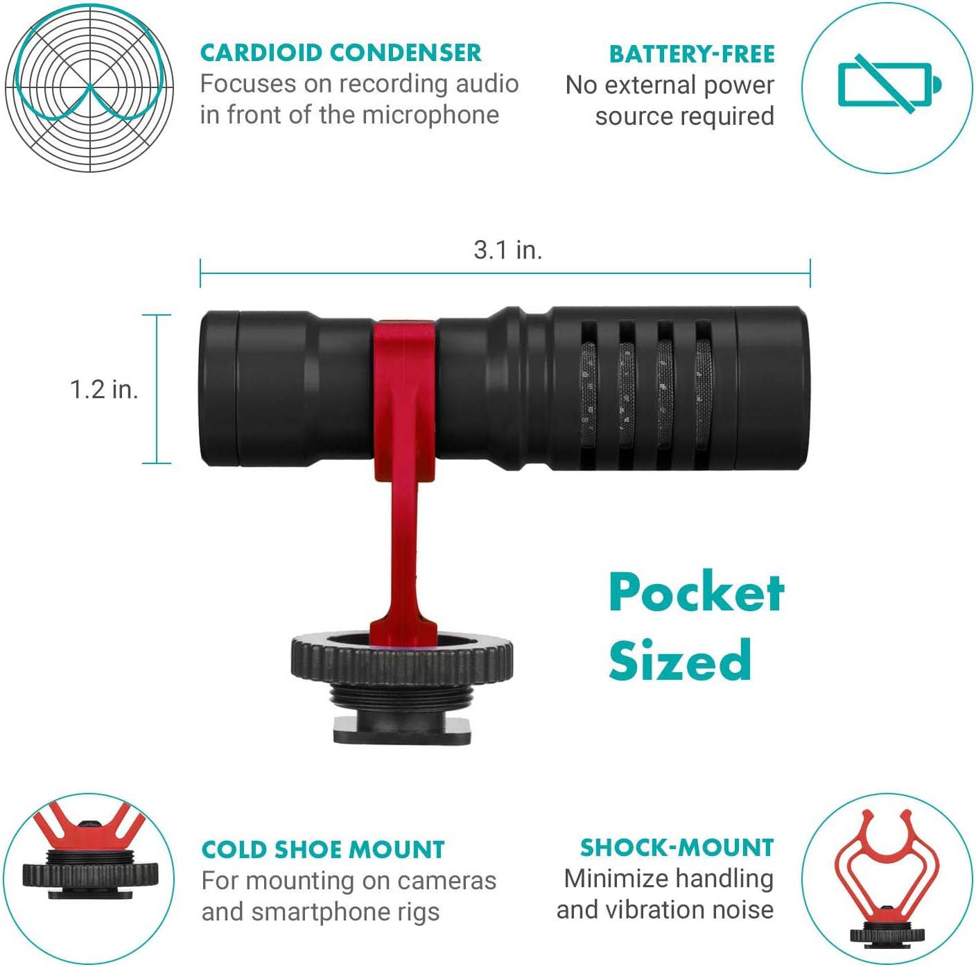Micrófono Monocular Profesional Unidireccional – 6 Accesorios y Soporte Antivibración