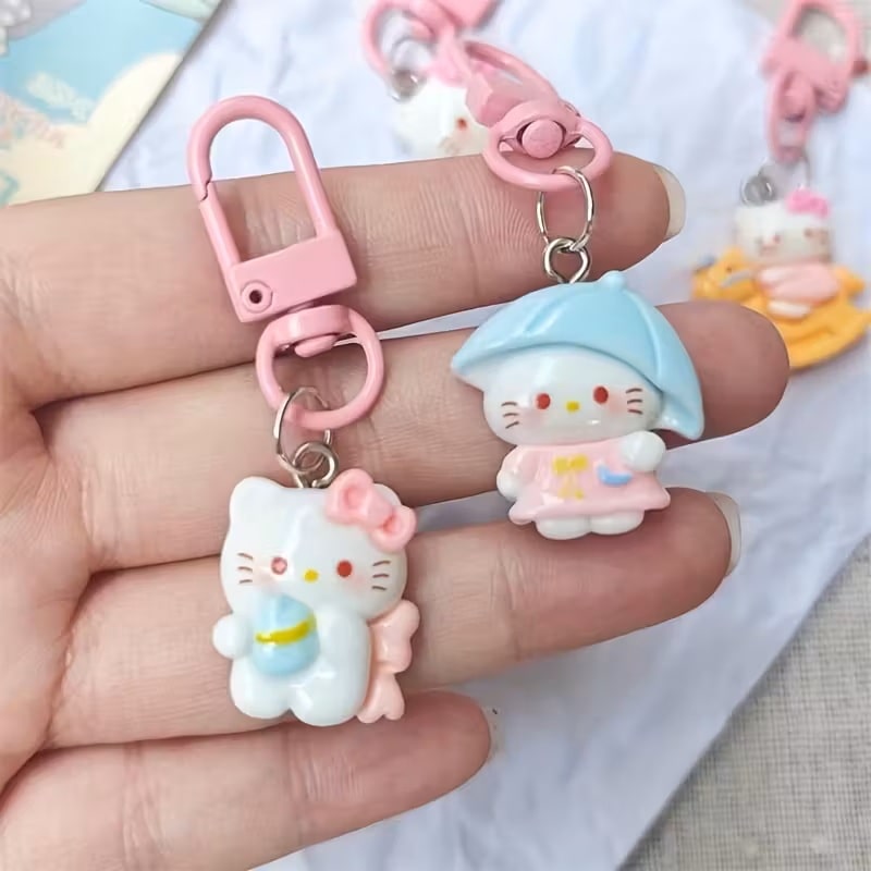 Llaveros Hello Kitty Kawaii – Set x6 Mini Colgantes para Mochilas y Llaves