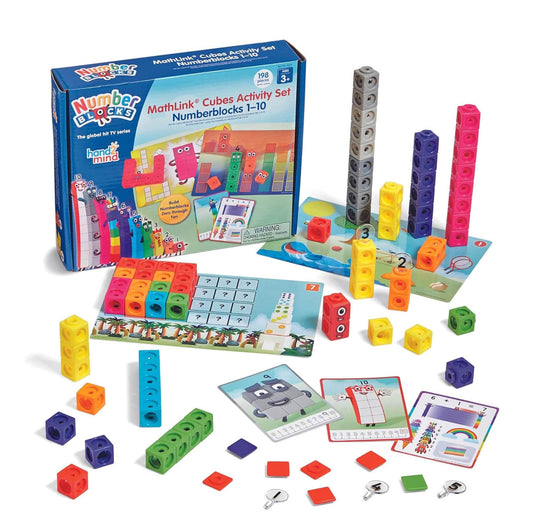 Numberblocks - 100 Cubos MathLink - Juego de Actividades 1-10 - 198 Piezas, 30 Actividades Educativas, Juguetes de Matemáticas para Niños - Divertido material escolar para el hogar