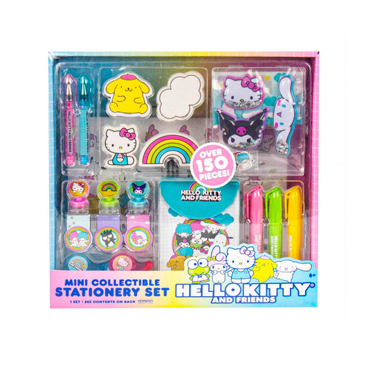 Juego de Mini Papelería Coleccionable - Hello Kitty and Friends, Kawaii y Sanrio - Divertidas Notas adhesivas, Suministros y Artículos Escolares