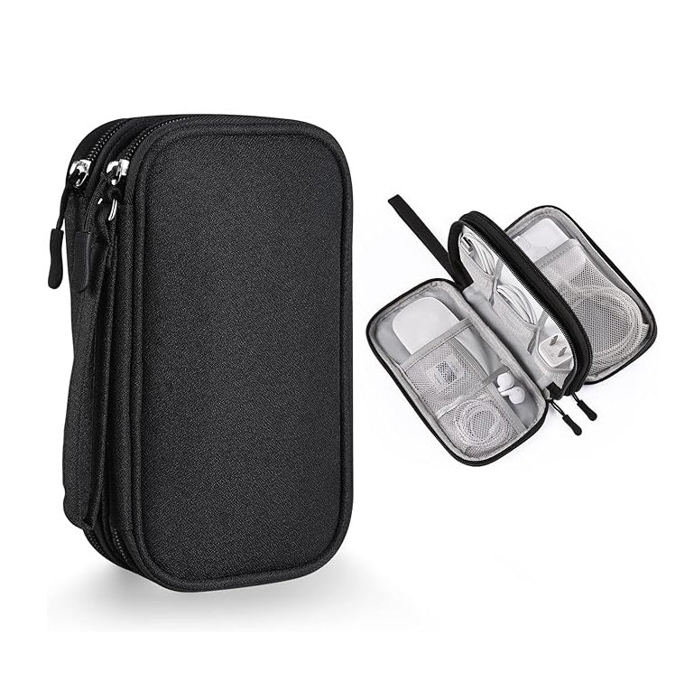 Estuche Organizador Portátil para Accesorios Electrónicos y Dispositivos Móviles - Accesorios para Viaje - Múltiples Compartimientos - Compacto e Impermeable - Negro