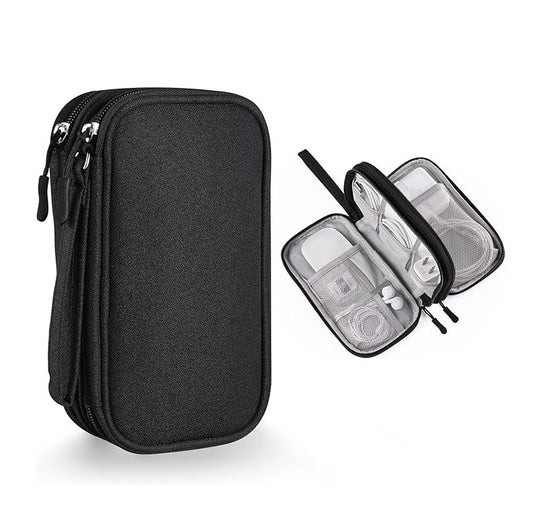 Estuche Organizador Portátil para Accesorios Electrónicos y Dispositivos Móviles - Accesorios para Viaje - Múltiples Compartimientos - Compacto e Impermeable - Negro