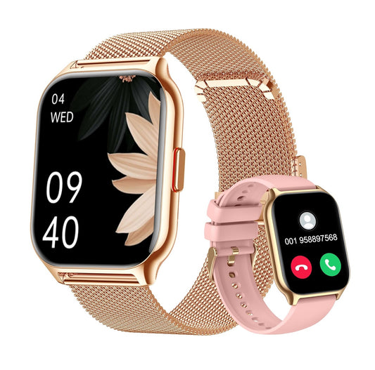 SmartWatch de 2”, resistente al agua, con varias Apps para registro y control de salud - Llamadas - Fitness - Dorado