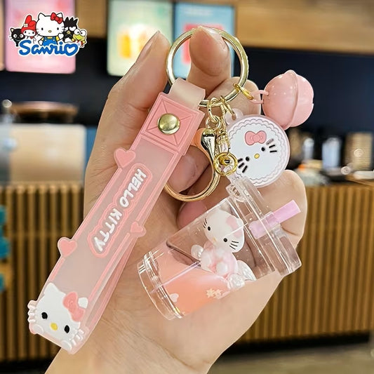 Llavero Hello Kitty Sanrio Rosa con Vaso de Batido y Borla