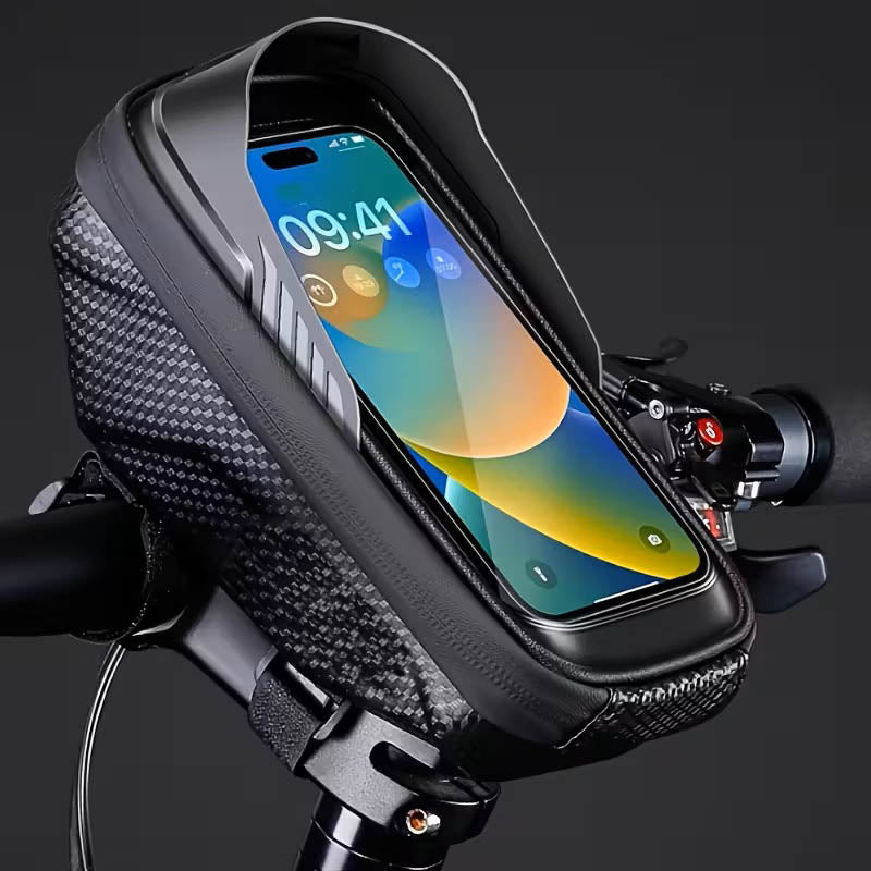 Bolsa Delantera de Manillar para Bicicleta con Carcasa EVA Negra