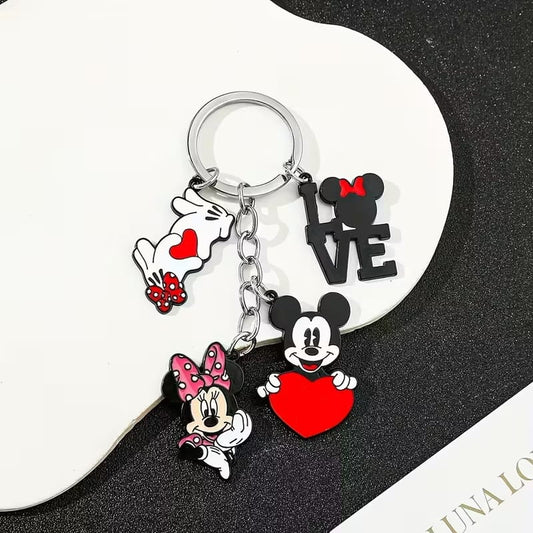 Llavero de Metal Disney Mickey y Minnie con Colgante Corazón
