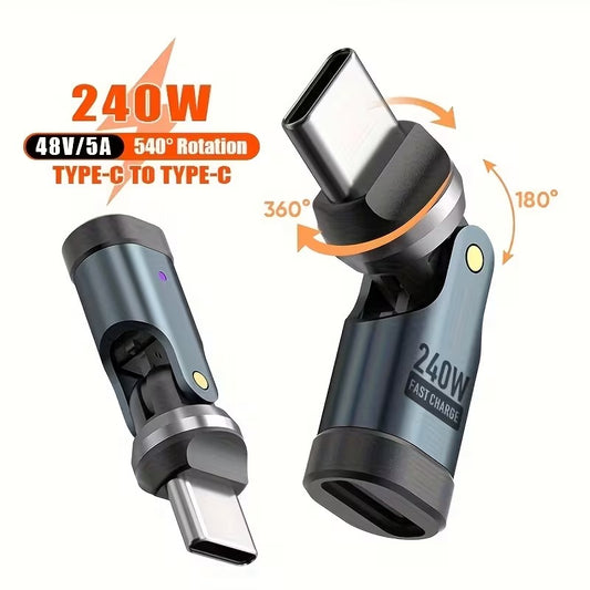 Adaptador USB-C 240W Giratorio 540° con LED