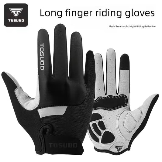 Guantes de Ciclismo de Dedo Largo Reflectantes Negro