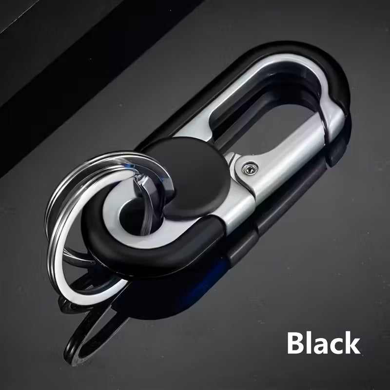 Llavero Mosquetón Smart - Aleación de aluminio - Doble anillo - Elegante - Organizador de Llaves Minimalista - Para colgar en la cintura - Resistente - Negro