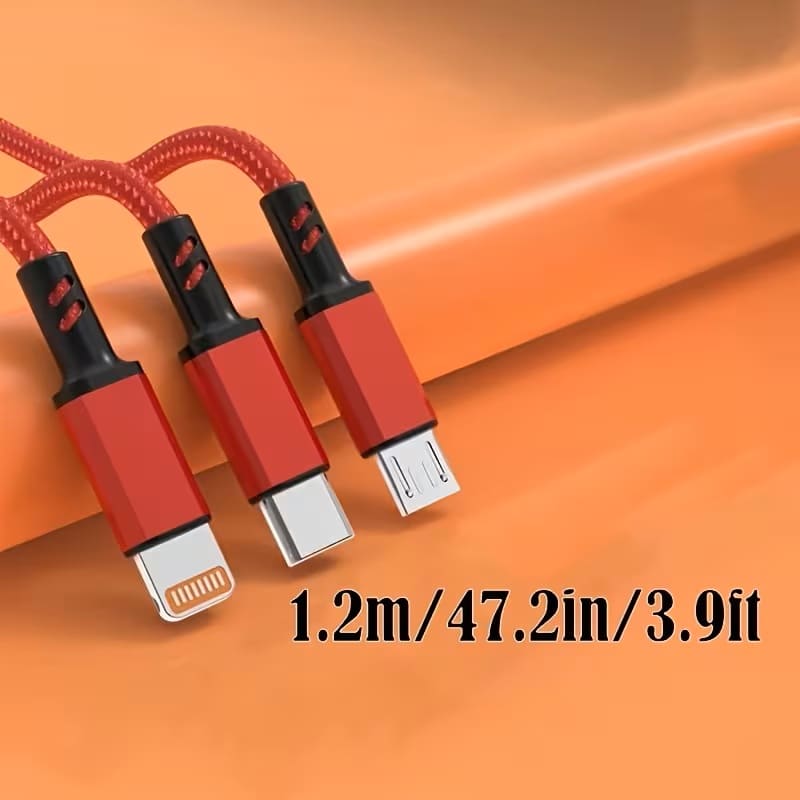 Cable Carga Múltiple 5 en 1 80W Nylon 1,2m iPhone y Android