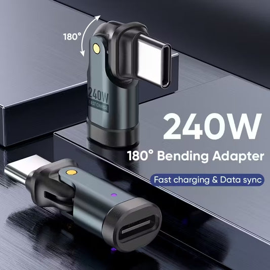 Adaptador USB-C PD 240W Giratorio 180° Alta Potencia
