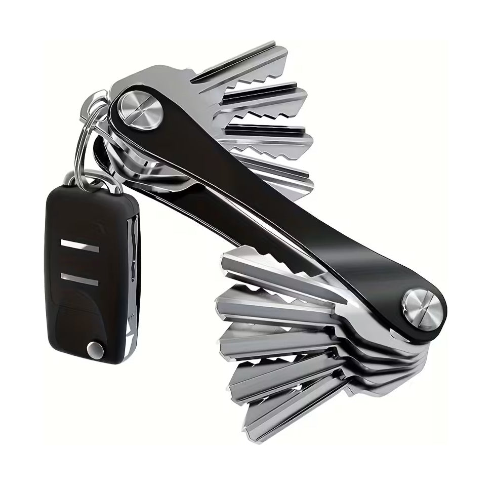 Llavero Smart - Aluminio Premium - Organizador de Llaves Minimalista - Capacidad para 10 Llaves - Para colgar en la cintura - Diseño Compacto y Resistente - Negro