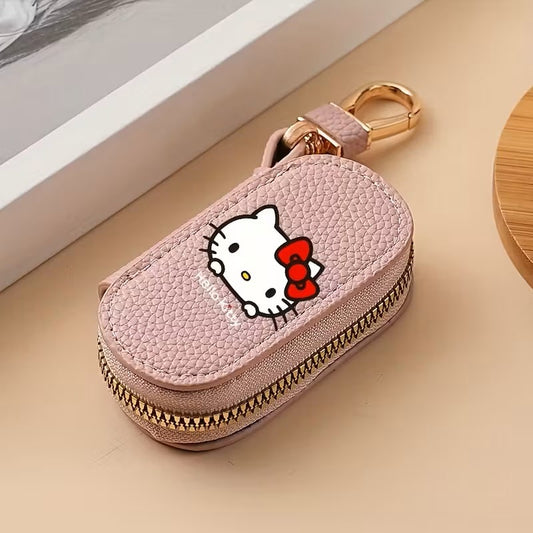 Monedero Hello Kitty Sanrio – Diseño Adorable - Cuero Sintético Texturizado, Cierre Dorado con Gancho - Ideal para Llaves, dinero y más - Rosa