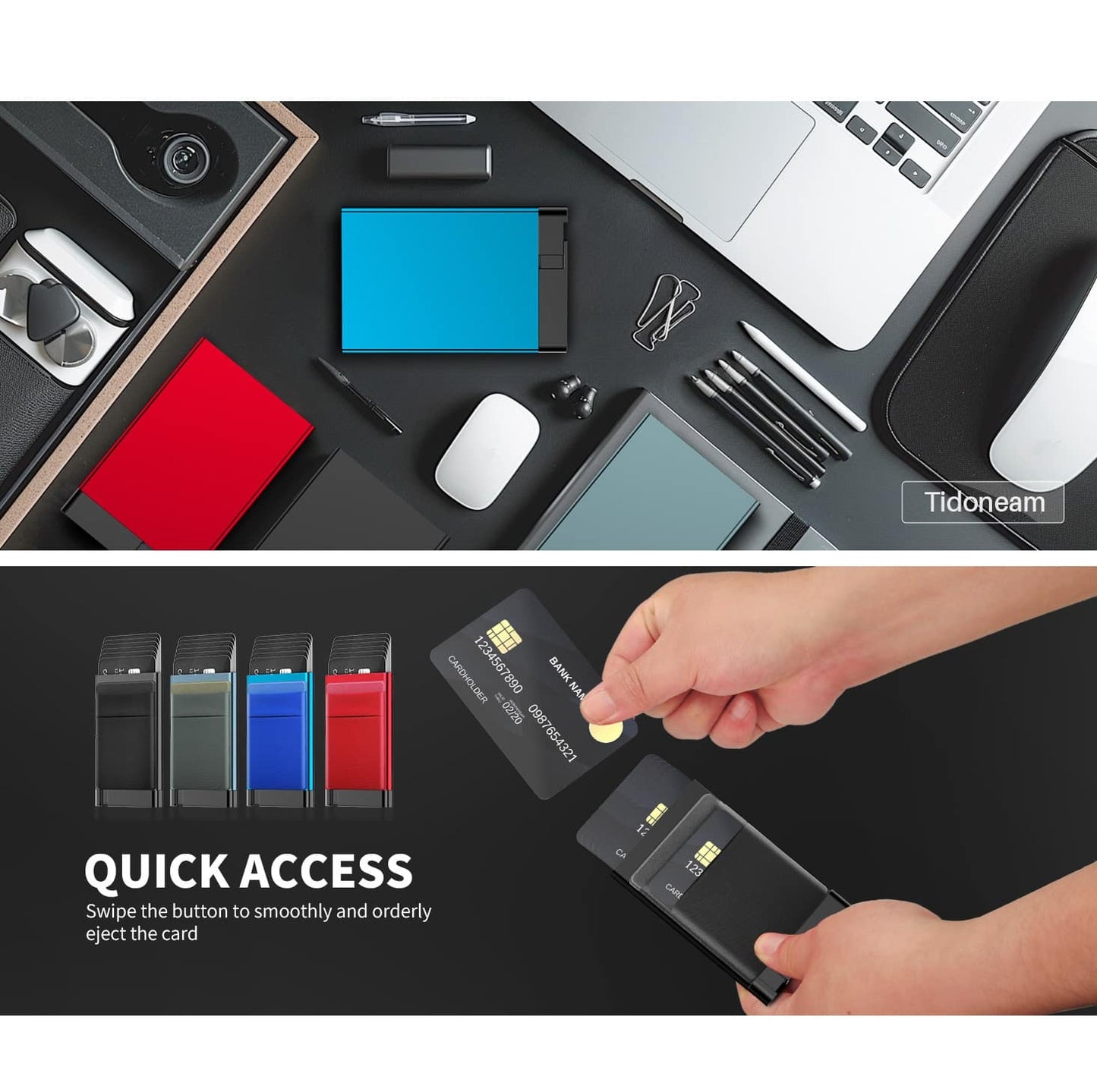 Billetera Inteligente RFID Aluminio 9 Tarjetas Compacta Ligera