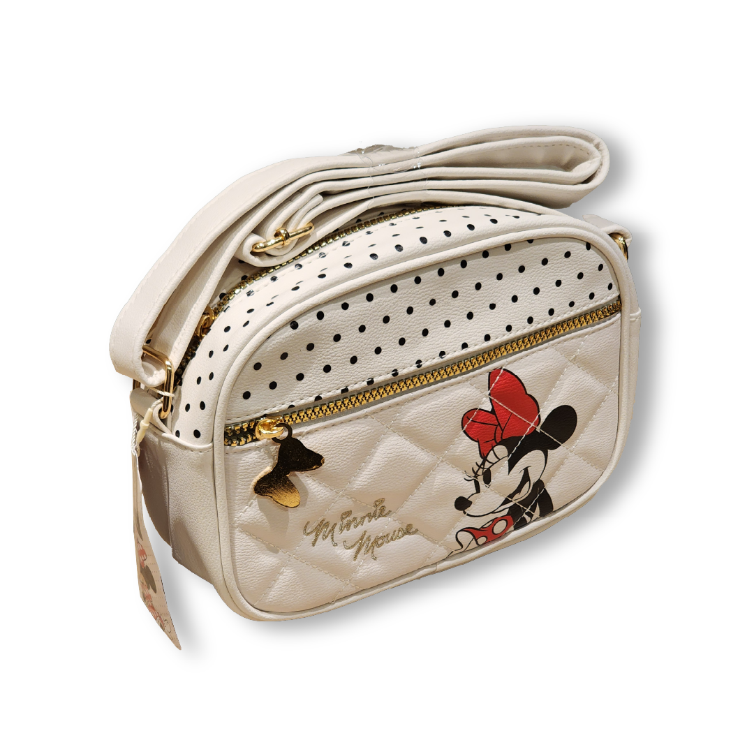 Bolso de Minnie Mouse Disney para Mujer – Diseño Elegante y Exclusivo - Blanco con detalles dorados