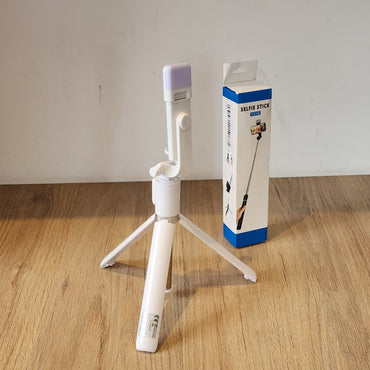 Selfie Stick 3 en 1 con Trípode y Luz LED para Vlogging Blanco