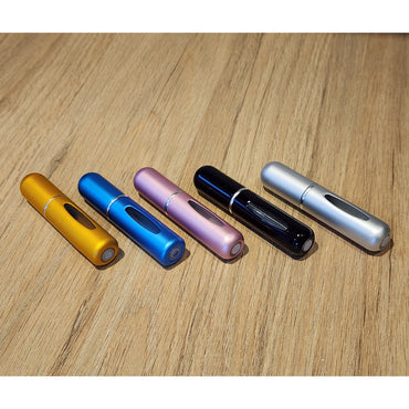 Atomizadores de Perfume Mini 5ml Aluminio y Acrílico Unisex Pack x5