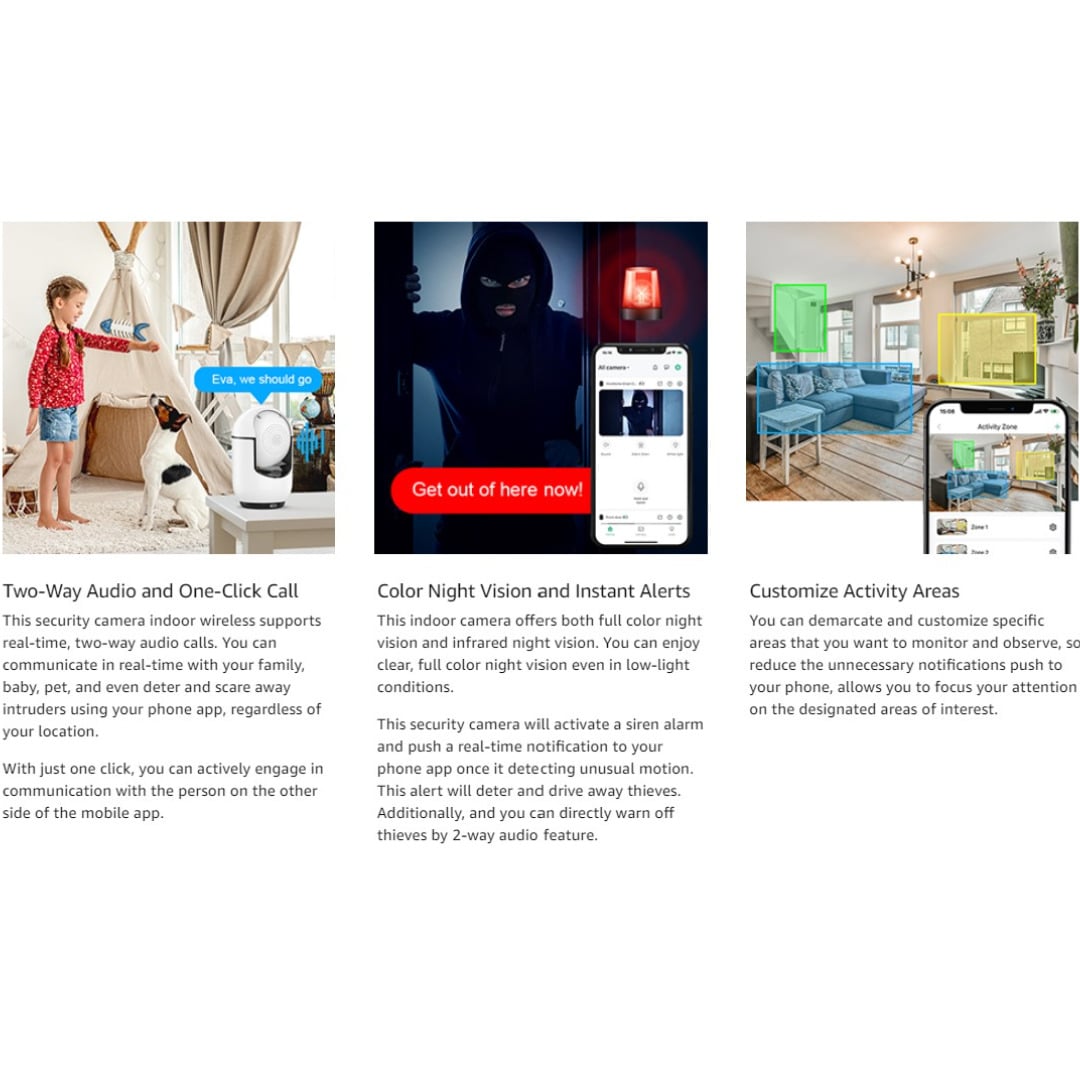 Cámara Seguridad WiFi 2K – Detección IA y Visión Nocturna