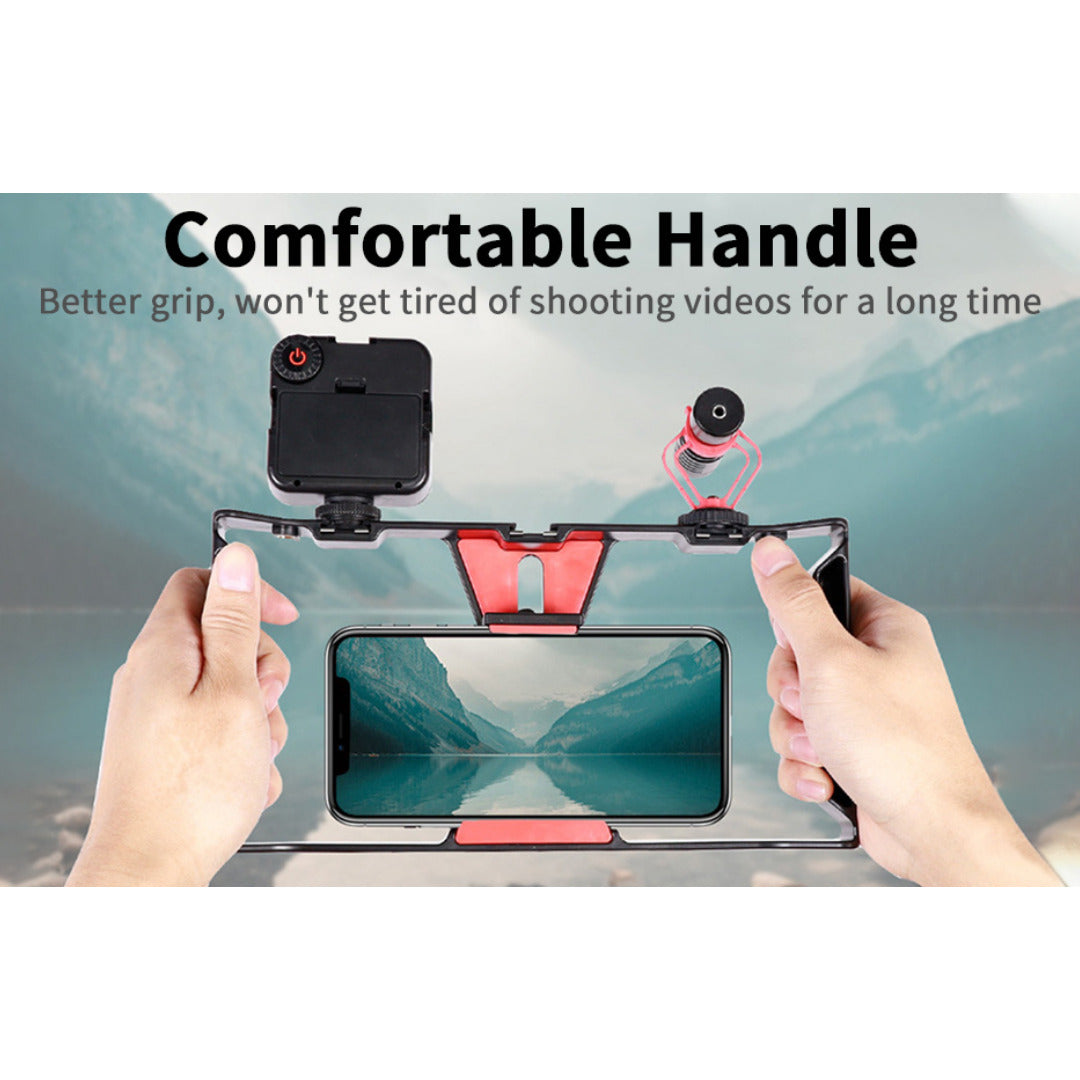 Jaula Estabilizadora para Celular – Soporte Vlogging con 3 Zapatas Frías