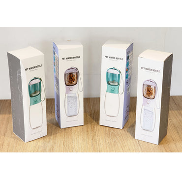 Botella 2 en 1 Mascotas 550ml/100g - Agua y Comida Celeste