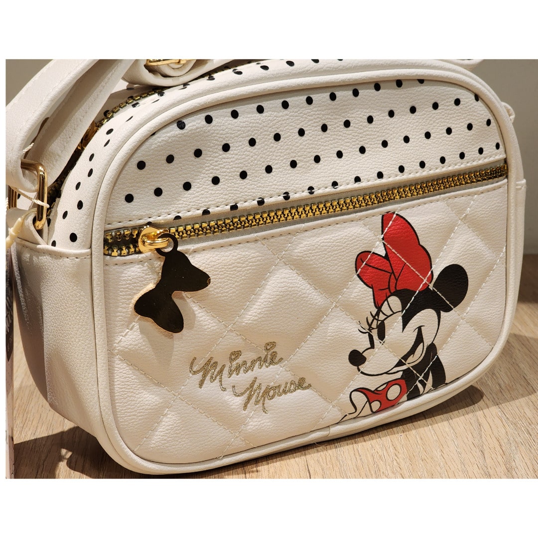 Bolso Minnie Mouse Disney Mujer Elegante Blanco y Dorado
