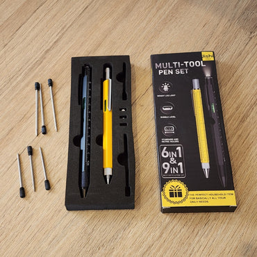 Bolígrafo Multiherramienta 6 y 9 en 1 Linterna Regla Abridor Pack 2
