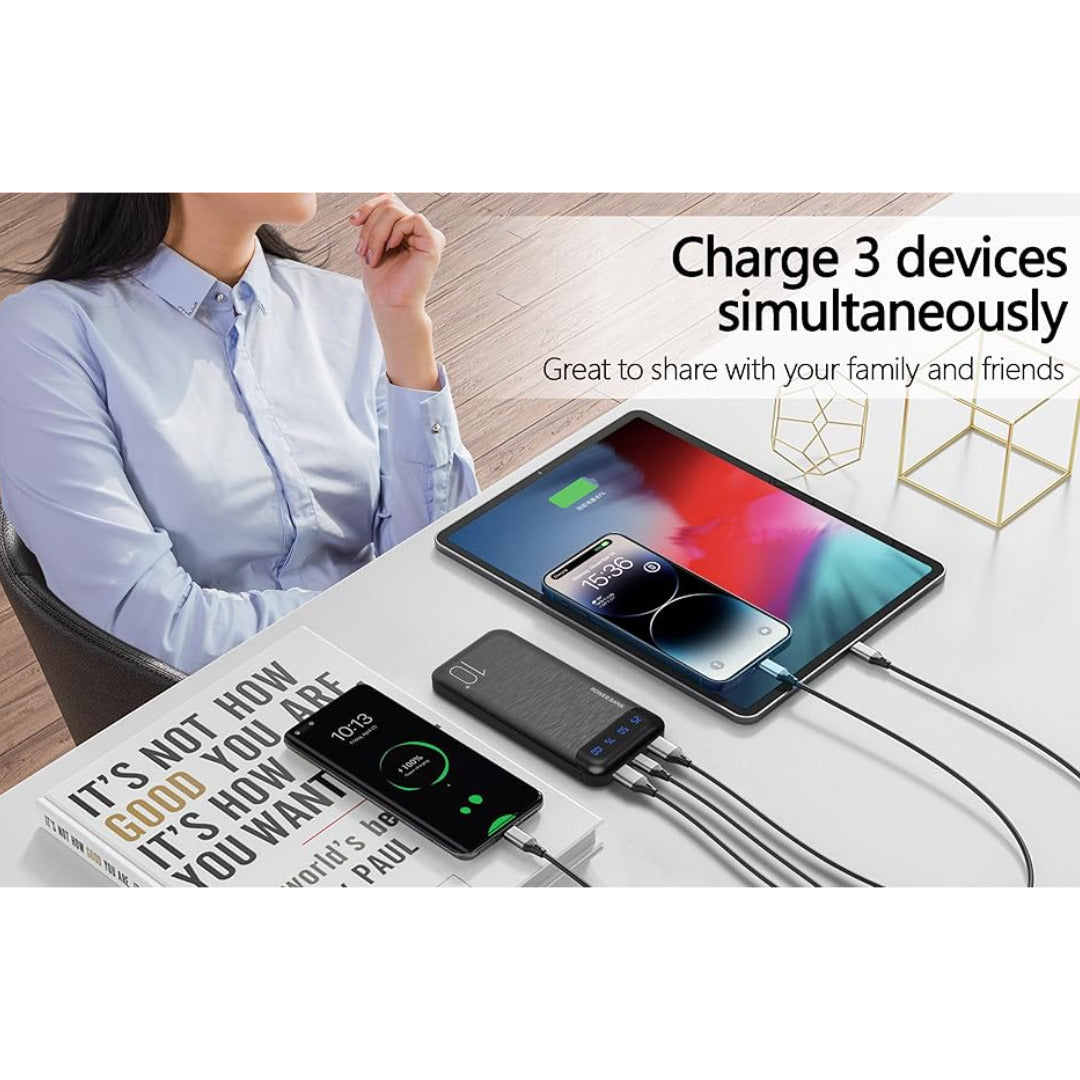 Power Bank 10000mAh USB-C Carga Rápida Protección Verde