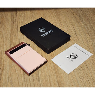Billetera Inteligente RFID Aluminio 10 Tarjetas Rosa Compacta