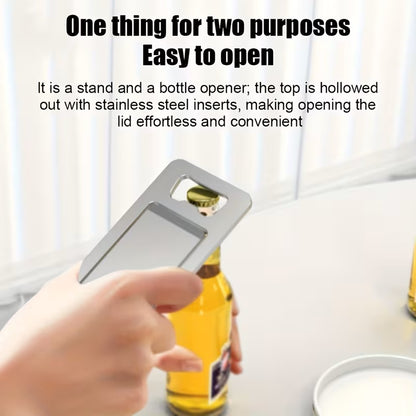 Soporte Plegable de Aluminio para Celular y Tablet con Abre Botellas
